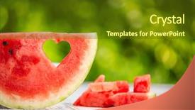  Presentation with shape heart - Presentation design consisting of watermelon slice with heart shape background and a tawny brown colored foreground