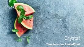  Presentation with mint - Presentation theme consisting of watermelon-slices-and-fresh-mint background and a light blue colored foreground