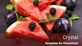  Presentation with white healthy food - Colorful theme enhanced with watermelon-slices-and-mint-leaves backdrop and a tawny brown colored foreground