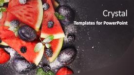  Presentation with white healthy food - Slides featuring watermelon-slices-and-mint-leaves background and a dark gray colored foreground