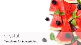  Presentation with white healthy food - Beautiful presentation theme featuring watermelon-slices-and-mint-leaves backdrop and a white colored foreground