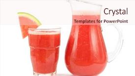  Presentation with smoothie - Presentation theme featuring red cocktail - watermelon smoothie on white background and a sky blue colored foreground