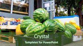  Presentation with plastic designs - Beautiful slide deck featuring watermelons in a plastic box backdrop and a tawny brown colored foreground