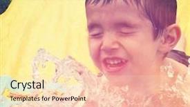  Presentation with many bubbles in water close - PPT layouts featuring waterpark - boy closeup on water slide background and a lemonade colored foreground