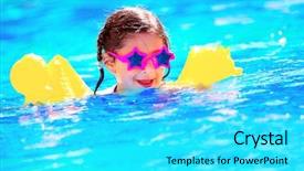  Presentation with cute baby - Slide deck enhanced with waterpark - cute little baby swimming background and a cyan colored foreground