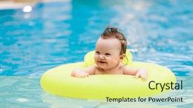  Presentation with water park - PPT layouts consisting of waterpark - sweet toddler swimming background and a blonde colored foreground