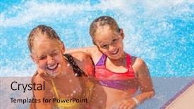 Presentation with poor children educaion - Cool new slides with waterpark - two children in water backdrop and a red colored foreground