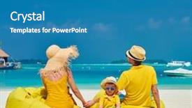  Presentation with family dreams of vacation - Presentation theme consisting of waterpolo - family on beach young couple background and a teal colored foreground