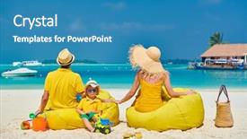  Presentation with family dreams of vacation - Colorful presentation theme enhanced with waterpolo - family on beach young couple backdrop and a  colored foreground