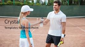  Presentation with lawn tennis a hard court - Cool new slides with waterpolo sport - pretty tennis couple on court backdrop and a  colored foreground