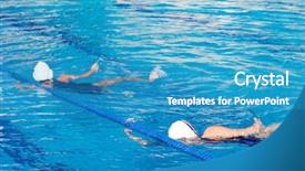  Presentation with water polo - Presentation with waterpolo sport - water polo action and equipment background and a  colored foreground