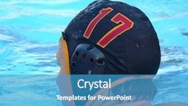  Presentation with water polo - Amazing PPT theme having waterpolo sport - water polo action backdrop and a teal colored foreground