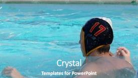  Presentation with water polo - Theme with waterpolo sport - water polo defense background and a light blue colored foreground