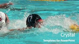  Presentation with water polo - Presentation theme consisting of waterpolo sport - water polo series background and a teal colored foreground