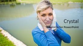  Presentation with worried female chlamydia - Presentation theme enhanced with waterpolo sport - worried female golfer looking background and a  colored foreground