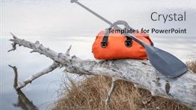  Presentation with stand - PPT layouts having waterproof-duffel-and-stand-up background and a sky blue colored foreground