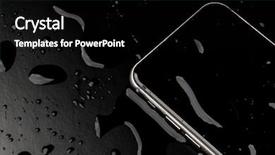  Presentation with water network - Colorful PPT theme enhanced with waterproof smartphone with splashing backdrop and a black colored foreground