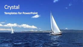  Presentation with sails sailing yacht catamaran sailing - Slides enhanced with waters of the aegean sea background and a cobalt blue colored foreground