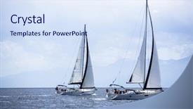  Presentation with luxury yacht - Theme featuring waters of the sea background and a sky blue colored foreground