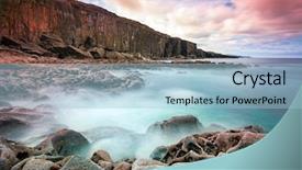 Presentation with atlantic - Beautiful presentation theme featuring waterscape - atlantic ocean coastline in ireland backdrop and a light blue colored foreground