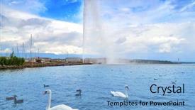  Presentation with eau - Presentation theme with waterscape - geneva geneve lake water jet background and a light blue colored foreground