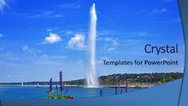  Presentation with eau - Cool new PPT theme with waterscape - geneva geneve lake water jet backdrop and a light blue colored foreground