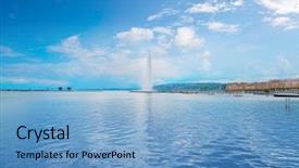  Presentation with eau - Slides consisting of waterscape - geneva geneve lake water jet background and a light blue colored foreground