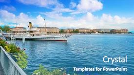  Presentation with switzerland - Colorful presentation theme enhanced with waterscape - geneva geneve leman lake switzerland backdrop and a teal colored foreground