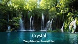  Presentation with waterfall - Slide set consisting of waterscape - waterfall in forest plitvice lakes background and a ocean colored foreground