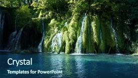  Presentation with croatia - Theme enhanced with waterscape - waterfall in forest plitvice lakes background and a ocean colored foreground