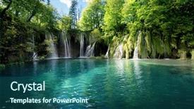  Presentation with croatia - Presentation enhanced with waterscape - waterfall inforest plitvice croatia background and a ocean colored foreground