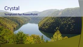  Presentation with dam - PPT theme enhanced with watershed - calderwood dam lake background and a sky blue colored foreground