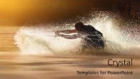  Presentation with water moving - Audience pleasing PPT theme consisting of waterskier silhouette moving fast backdrop and a coral colored foreground