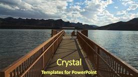  Presentation with lake dock - Audience pleasing PPT theme consisting of waterskiing - dock in a mountain lake backdrop and a tawny brown colored foreground