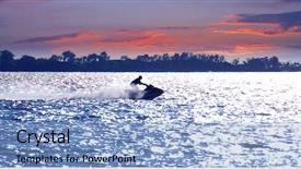  Presentation with jet - Amazing PPT theme having waterskiing - man on jet ski backdrop and a light blue colored foreground