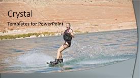  Presentation with aged - Cool new presentation theme with waterskiing - middle-aged woman wake boarding backdrop and a lemonade colored foreground