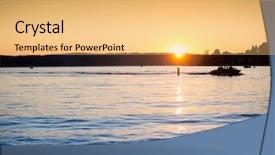  Presentation with motor - Colorful PPT theme enhanced with waterskiing - silhouette of a motor boat backdrop and a yellow colored foreground