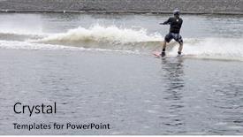 Presentation with ski - Presentation theme with waterskiing - waterskiier ski on water board background and a light gray colored foreground