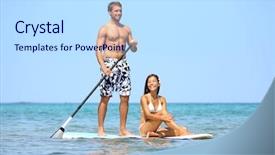  Presentation with water ocean - Slides consisting of aubs - beach fun couple on stand background and a sky blue colored foreground