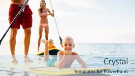  Presentation with stand - PPT layouts enhanced with paddle - family having fun stand up background and a sky blue colored foreground