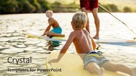  Presentation with stand - Audience pleasing PPT theme consisting of paddle - family having fun stand up backdrop and a lemonade colored foreground