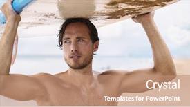  Presentation with rainbow beac h hawaii - Beautiful slide deck featuring his surfboard on the head backdrop and a coral colored foreground