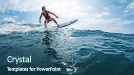  Presentation with ocean wave - Beautiful PPT layouts featuring swelling body - surfer rides the ocean wave backdrop and a sky blue colored foreground