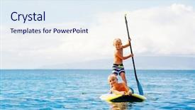  Presentation with stand - PPT theme with paddle - young boys having fun stand background and a sky blue colored foreground