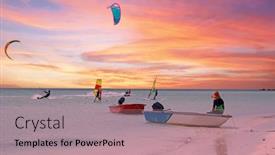  Presentation with palm beach - Amazing slide deck having watersports-at-palm-beach backdrop and a coral colored foreground