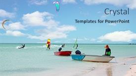  Presentation with palm beach - Colorful presentation theme enhanced with watersports-at-palm-beach backdrop and a light blue colored foreground