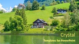  Presentation with switzerland - PPT theme with waterview on swiss village near lucerne switzerland background and a tawny brown colored foreground