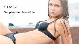  Presentation with sexy girl - Colorful PPT layouts enhanced with waterworks - attractive sexy smiling girl bathing backdrop and a  colored foreground