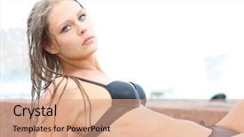  Presentation with sexy girl - Slides having waterworks - attractive sexy smiling girl bathing background and a  colored foreground