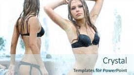  Presentation with sexy girl in stars - Beautiful slide deck featuring waterworks - attractive sexy smiling girl bathing backdrop and a  colored foreground